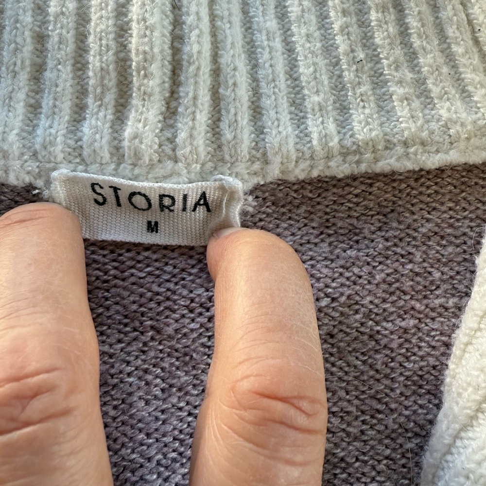 Stories~ 1/4 Zip Sweater~Women’s Med~Bloc Color~Cream/Gray/Mauve~Oversized~Cozy - Picture 8 of 11